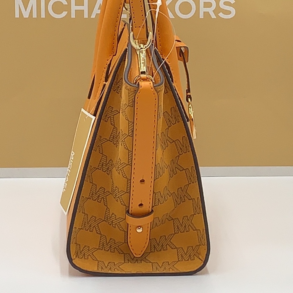 MICHAEL KORS AVRIL SMALL TOP ZIP SATCHEL CROSSBODY BAG HONEYCOMB COLOR - Picture 4 of 14